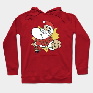 Funny Cartoon Santa Claus Caught in Christmas Lights Hoodie